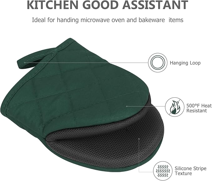 Oven Mitts and Pot Holders Set, Heat Resistant Silicone Kitchen Mini Oven