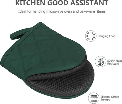Oven Mitts and Pot Holders Set, Heat Resistant Silicone Kitchen Mini Oven