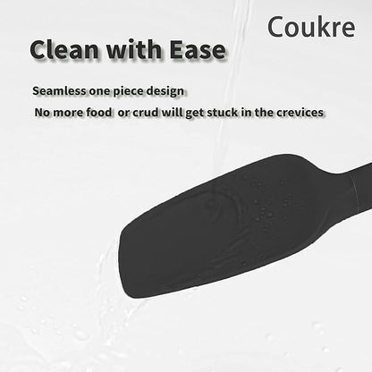Coukre Silicone Spatula Set of 5,High Temperature Resistant, Food Grade Silicone, Dishwasher Safe, for Baking, Cooking (Pure Black)