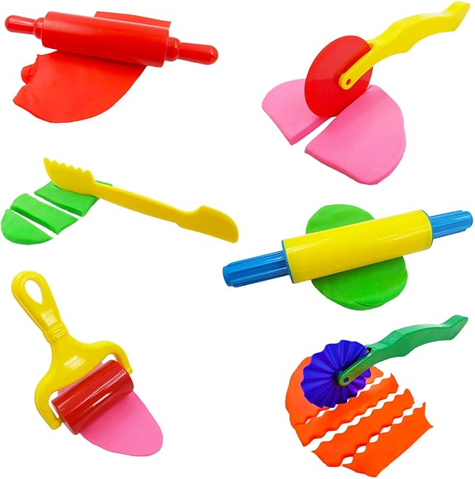 FRIMOONY Dough Tools Set for Kids, Various Plastic Animal Molds, Rolling Pins