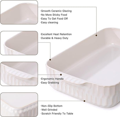 4.7QT Casserole Dishes for Oven, 9x13” Large Lasagna Pan, Ceramic Baking Dish