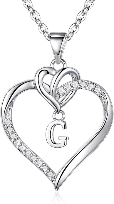 STORUP Heart Initial Necklaces for Women Girls, 14K Gold Plated Cubic Zirconia Heart Initial A-Z Pendant Necklace Dainty Heart Necklaces for Women Teen Girl Jewelry Birthday Gifts