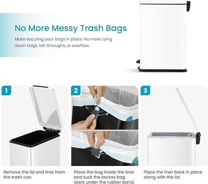 Home Zone Living 8 Gallon Slim Kitchen Trash Can