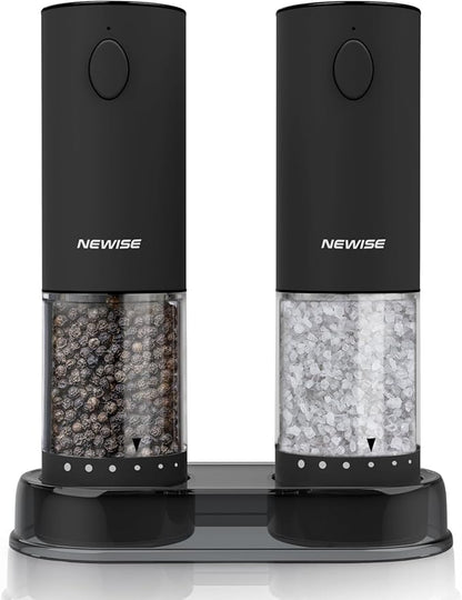 Newise Electric Salt & Pepper Grinder Set, Rechargeable