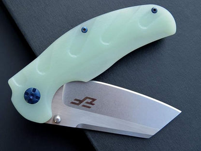 Eafengrow EF932 Pocket Knife G10 Handle D2 Steel Blade Knife with Ball Bearing Safe Open Flipper Knife for Camping Survival Hiking (jade)