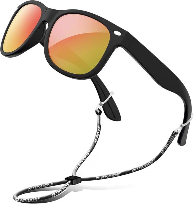 RIVBOS Kids Sunglasses Polarized UV Protection Flexible Rubber Glasses Shades with Strap for Boys Girls RBK004