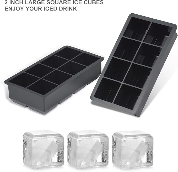 Bangp Large Ice Cube Trays 2 Pack, Big Ice Cube Molds