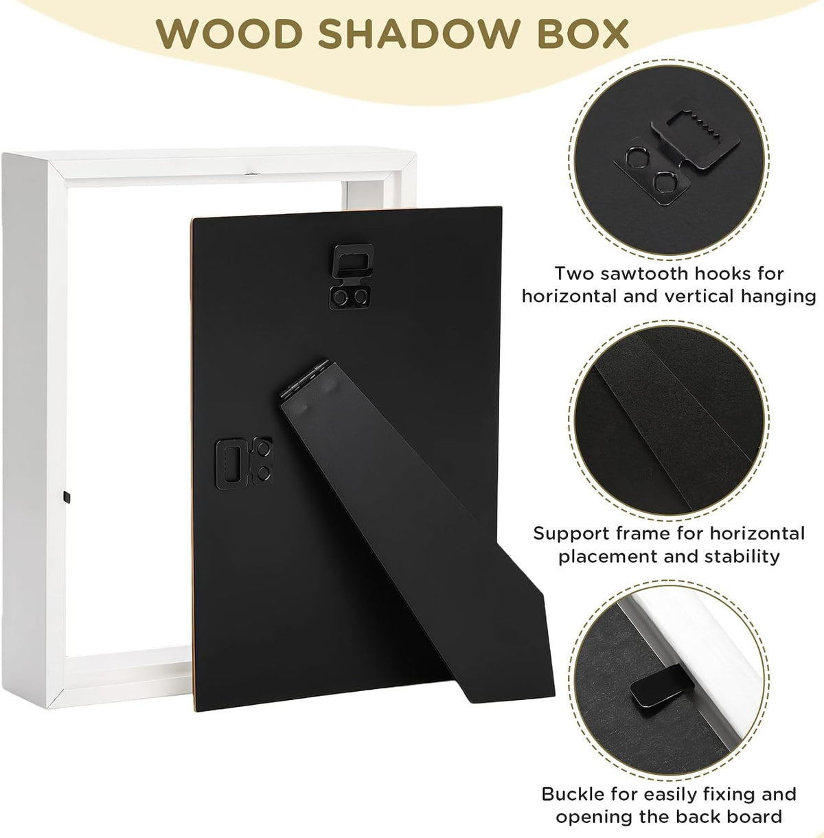2 Pack Shadow Box Frame 11"x 14" - Wood Deep Shadowbox with Glass Shadow Boxes Display Cases Suitable for Photos, Dried Flowers, Handicrafts Picture Frames for Wall Hanging Tabletop (White)