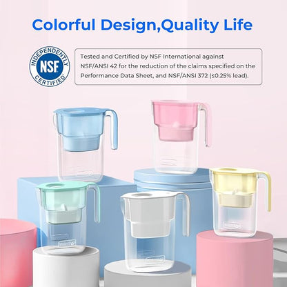 Waterdrop PT-05P Water Filter Pitcher, 7-Cup Capacity, NSF Certified, 5X Longer