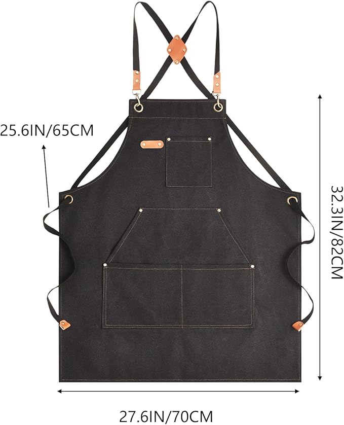 Aoomzoon Canvas Aprons for Men Chef Apron, Work Apron - 16oz Heavy Duty Cross