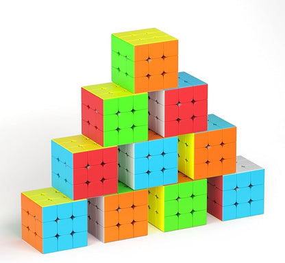 Full Size 3x3x3 Speed Cube Set, 2.2in Puzzle Party Favors Toy Stickerless Magic Cube Set, School Classroom Prize for Students, Birthday Party Stocking Stuffers Gifts for Kids Teens Adults(10 Pack)
