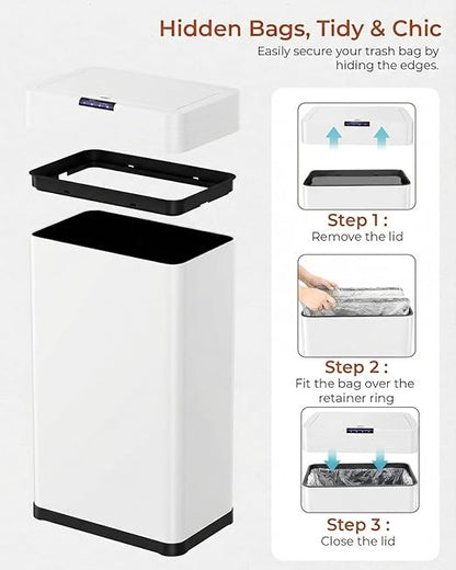 TLSUNNY 13.2 Gallon Motion Sensor Trash Can, Touchless Automatic Garbage Can