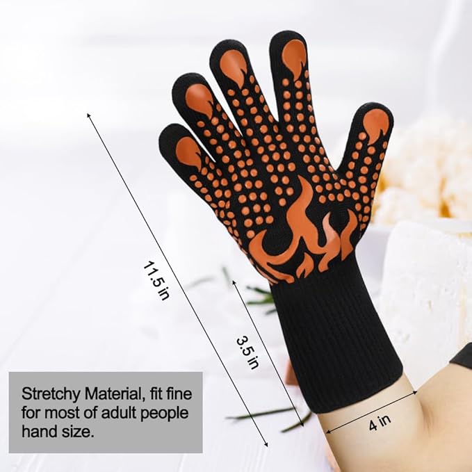 Comsmart BBQ Gloves, 1472°F Heat Resistant Grilling Gloves Silicone Non-Slip