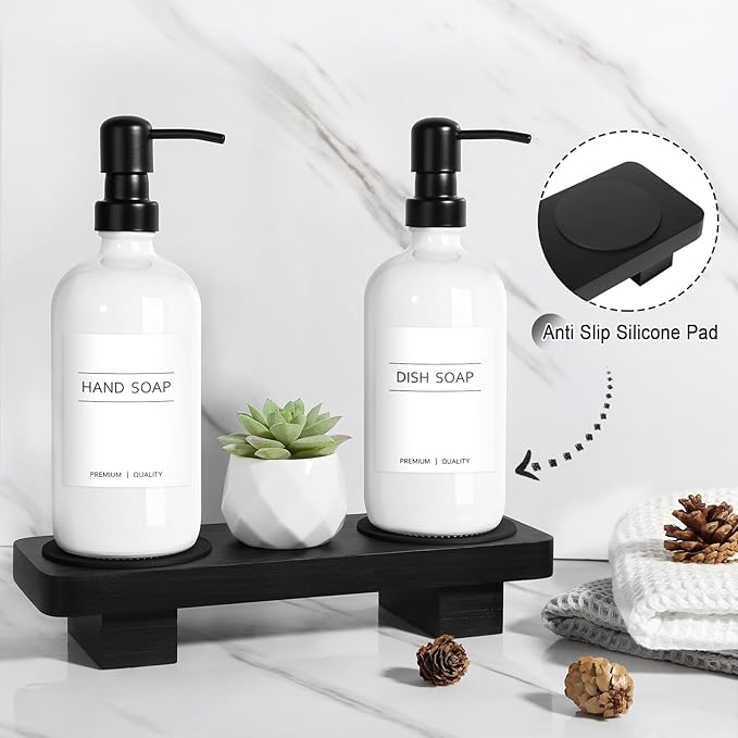KASUNTING Hand Soap Dispenser for Kitchen, Bathroom Soap Dispenser Set