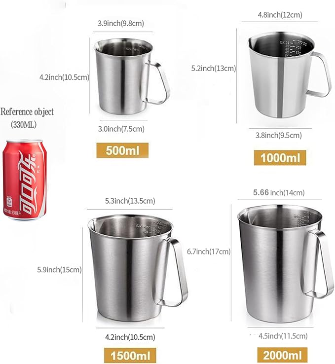 48Oz/6Cup Stainless Steel Pitcher, 1.50 Liter Metal Container