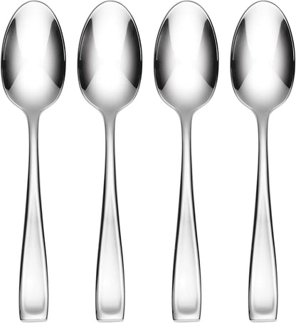 Oneida Silverware Set, Moda Fine Flatware 4-Piece Dinner Spoons Set, Service For 4, Rust Resistant 18/10 Stainless Steel, Dishwasher Safe, Mirror Finish, Home And Kitchen Utensils (Silver 4 Piece)