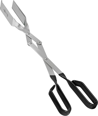Shark BBQ Grill Tongs - 17 inch Black. Professional kitchen and outdoor grilling utensil. Long reach Barbeque Grilling Tongs. Ideal for steak, fish, burger, and sausage