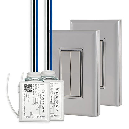 RunLessWire 3-Way Fan & Light Battery-Free DIY Kinetic Wireless Light Switch Kit
