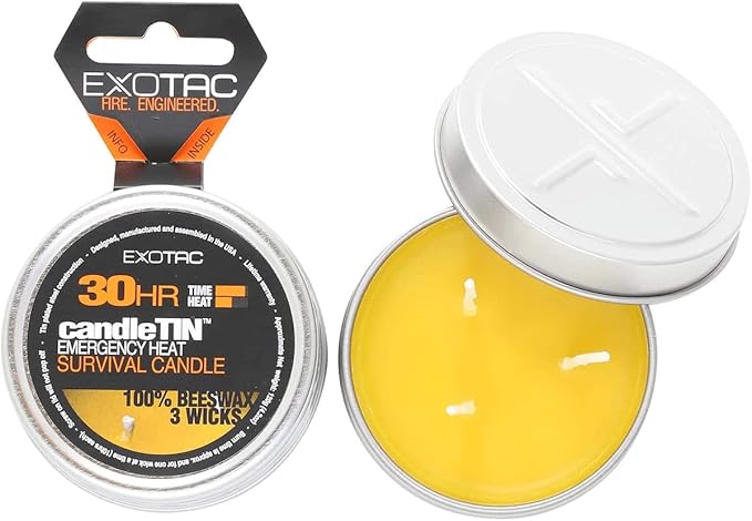 Exotac candleTIN Emergency Beeswax Slow Burn Candle