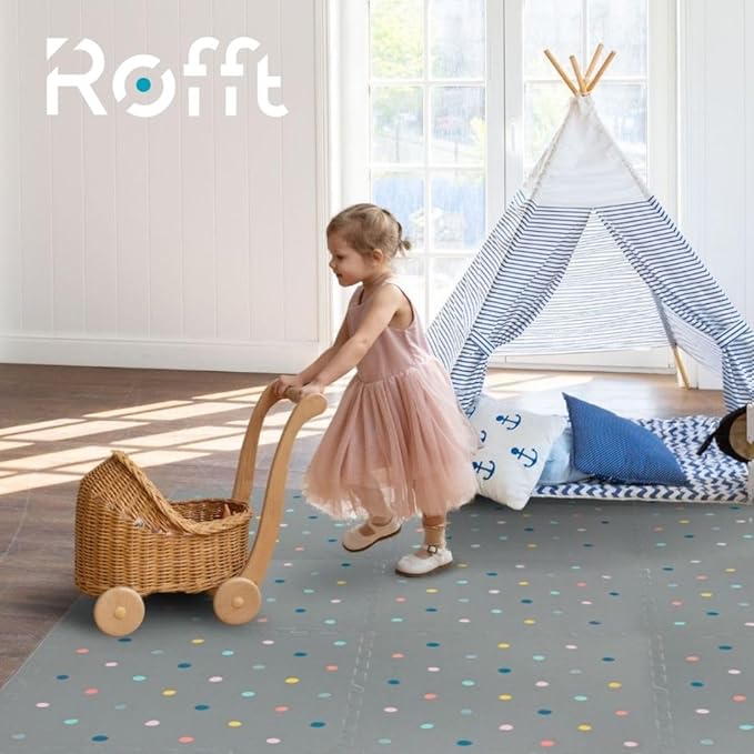 Soft Non-Toxic Baby Play Mat XXL, Toddler Playmat, Colorful Jigsaw Puzzle PlayMat, Tiles 24 x 24 Foam Floor Mats for Kids & Babies | EVA Foam Interlocking Tiles for Nursery, Playroom (Grey 9 PCS)