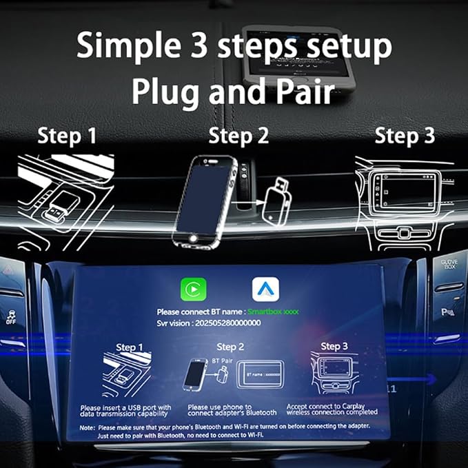 Wireless CarPlay & Android Auto Adapter for Ferrari 488 GTB 2016-2020,Ultra Mini Dongle Converts Easy Setup Plug and Play,Gold