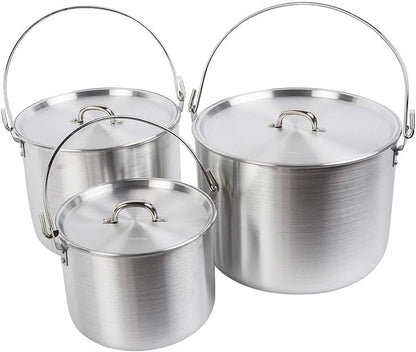 AceCamp Nested Pot Aluminum Lightweight Cooking Pot Set Outdoor Large Stock with lid and folding handle - 4L,8L,12L
