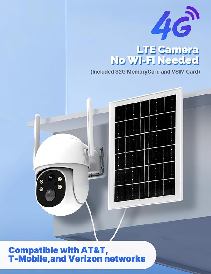 MOES 4G LTE Cellular Solar Security Camera, Lifetime Free Unlimited Data 2K