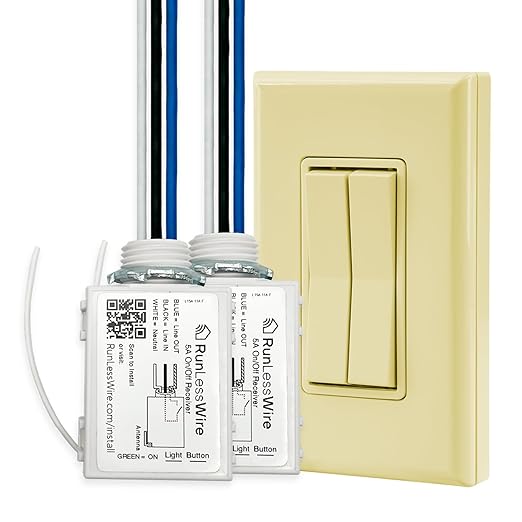 RunLessWire Fan & Light Battery-Free DIY Wireless Light Switch Kit 150ftRF