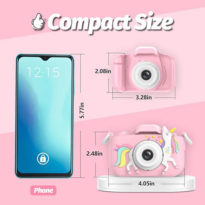 Goopow Kids Camera Toys for 3-8 Year Old Girls Boys,Children Digital Video Camcorder Camera with Cartoon Soft Cover, Best Chritmas Birthday Festival Gift for Kids - 32G SD Card Included