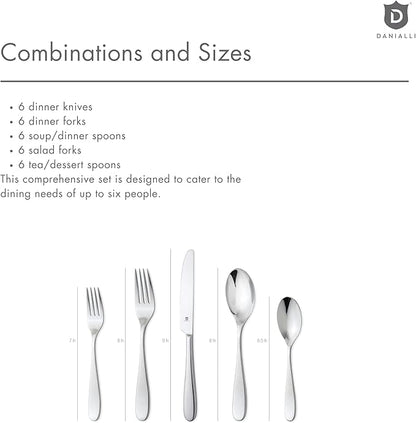 Silverware Set for 6 – 18/10 Stainless Steel Flatware, Mirror Finish, Dishwasher Safe, Durable and Balanced Utensils, Modern Tableware (30-Piece Set, Fidenza)