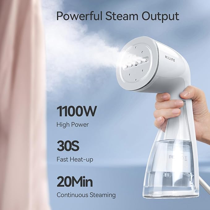 HiLIFE Upgraded Steamer for Clothes, Handheld Portable Design, 1100W Powerful