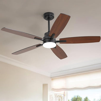 ARTPLAN 52" Ceiling Fan with Light and Remote, Noiseless DC Motor & Reversible