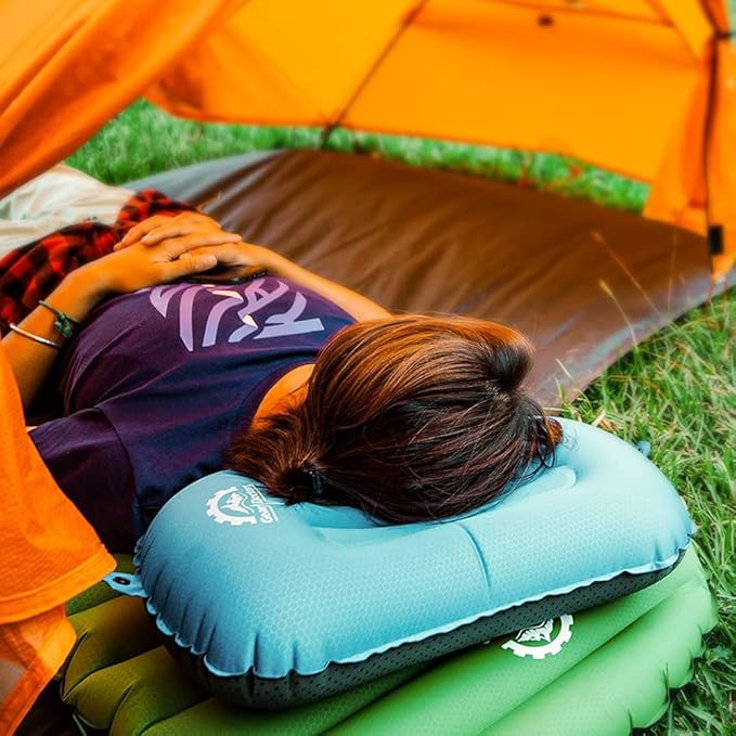 Gear Doctors Camping - Inflatable Camp Pillow, Backpacking - Inflatable - Blow Up Pillow for Camping (Blue)