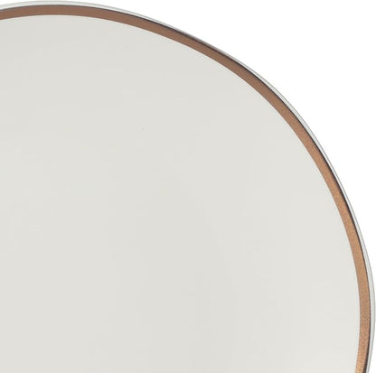 Gibson Elite Kings Road Double Plates and Bowl Organic Round Porcelain Chip and Scratch Resistant Dinnerware Set - Matte White w/Gold Rim