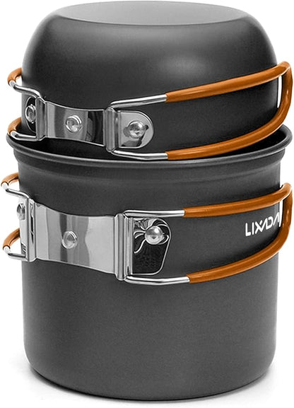 Lixada Camping Cookware Set Portable Camping Mess Kit Cooking Set Camping Cooking Set Outdoor with Stove Spoon Fork Cutter for Picnic Hiking Backpacking Travel
