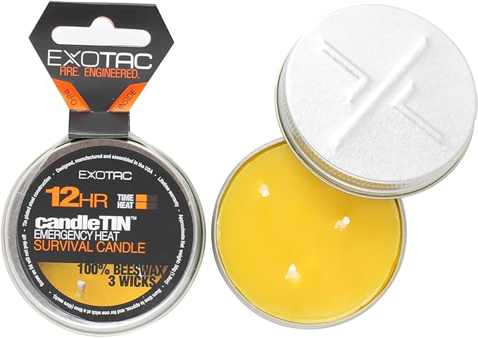 Exotac candleTIN Emergency Beeswax Slow Burn Candle