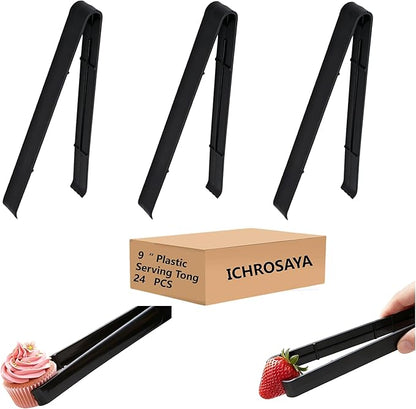 Serving Tongs 24 Pack, Plastic Disposable Salad Tongs