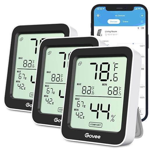 Govee Indoor Hygrometer Thermometer 3 Pack, Notification Alert