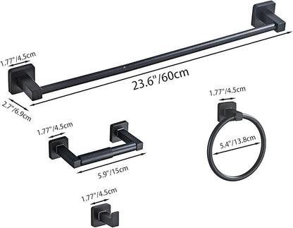 Matte Black Bathroom Hardware Set 4 Pieces, Bathroom Accessories Set Stainless
