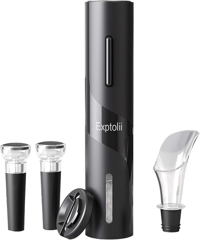 Electric Wine Opener, Automatic Bottle Corkscrew with Foil Cutter, Vacuum Stopper and Wine Aerator Pourer