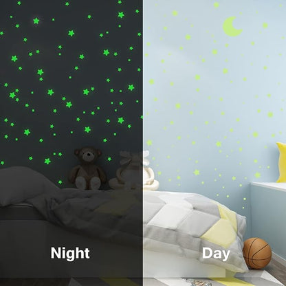 Glow in The Dark Stars Decals Decor for Ceiling, Starry Sky Shining Decoration Perfect for Kids Bedroom Bedding Room Gifts