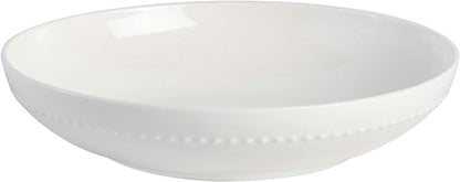 Gibson Elite Embossed Bone China 16-Piece Double Bowl Dinnerware Set, Service for 4 – White Elegant Plates and Bowls