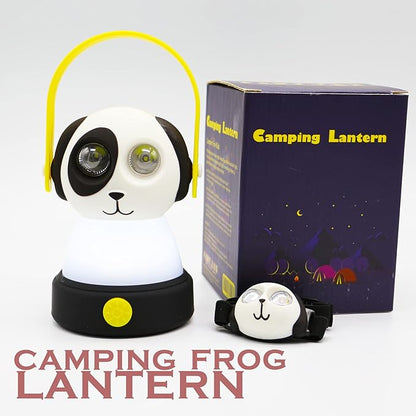 Outdoor Equipment LED Camping Lantern & Headlamp Set for Kids, FANT.LUX Battery Powered Night Light for Emergency, Hurricane, Lightweight Tent Lamp - Owl (Dog Set)