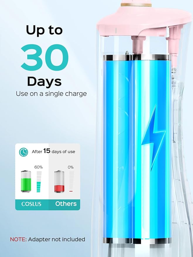 COSLUS Portable Water Flosser for Teeth: 10 Pressure Settings Professional