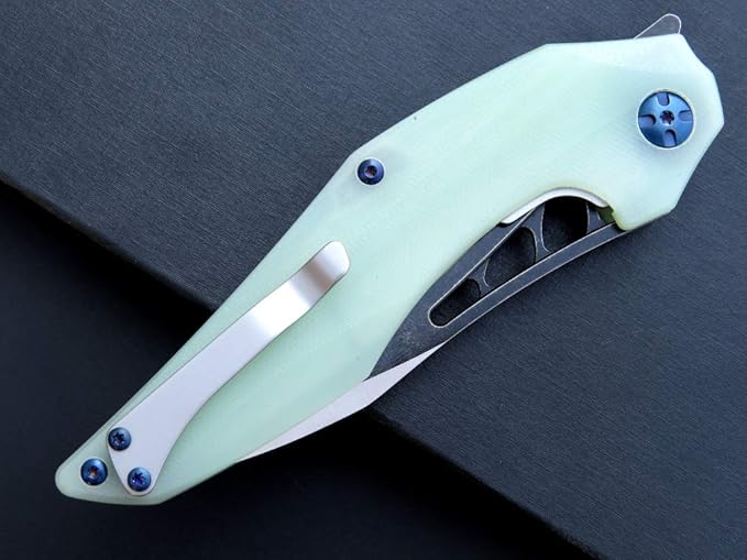 Eafengrow EF226 Folding Knives D2 Blade and G10 Handle Knife Outdoor Camping Hiking EDC Tools (Jade)