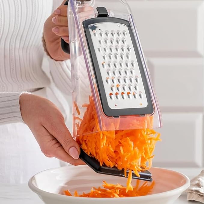 GINSU Plastic 3-in-1 Ergonomic Grater – 5x4x8in Multifunctional Cheese