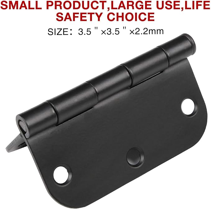 TDCHINGES 30 Pack Rounded Matte Black Door Hinges 3.5 Inch 5/8" Radius Interior