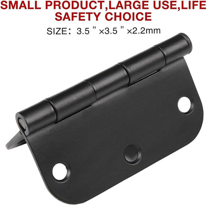TDCHINGES 30 Pack Rounded Matte Black Door Hinges 3.5 Inch 5/8" Radius Interior