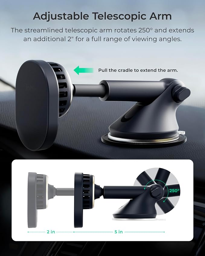 iOttie Velox Pro MagSafe Compatible Dash & Windshield Car Mount with Wireless Charging & CryoFlow™ Cooling Compatible with MagSafe Phones Including iPhone 12/13/14/15/16 Series (Car Charger Included)