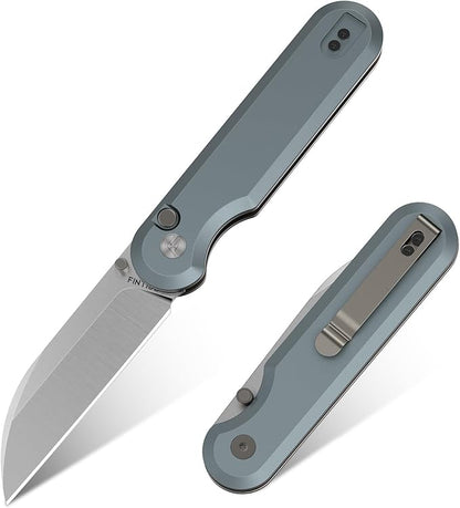FINTISO Pocket Knife, 3" 14C28N Blade EDC Knife with Aluminum Alloy Handle, Folding Knife with Pocket Clip for Outdoor Camping, Hunting, Hiking, Survival, Parrot Series
